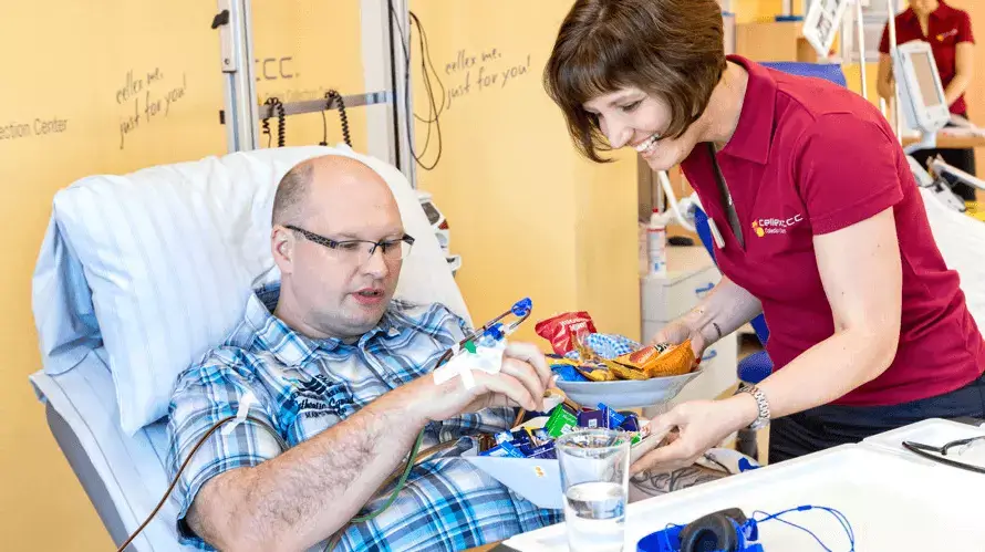 Woman caring for a donor